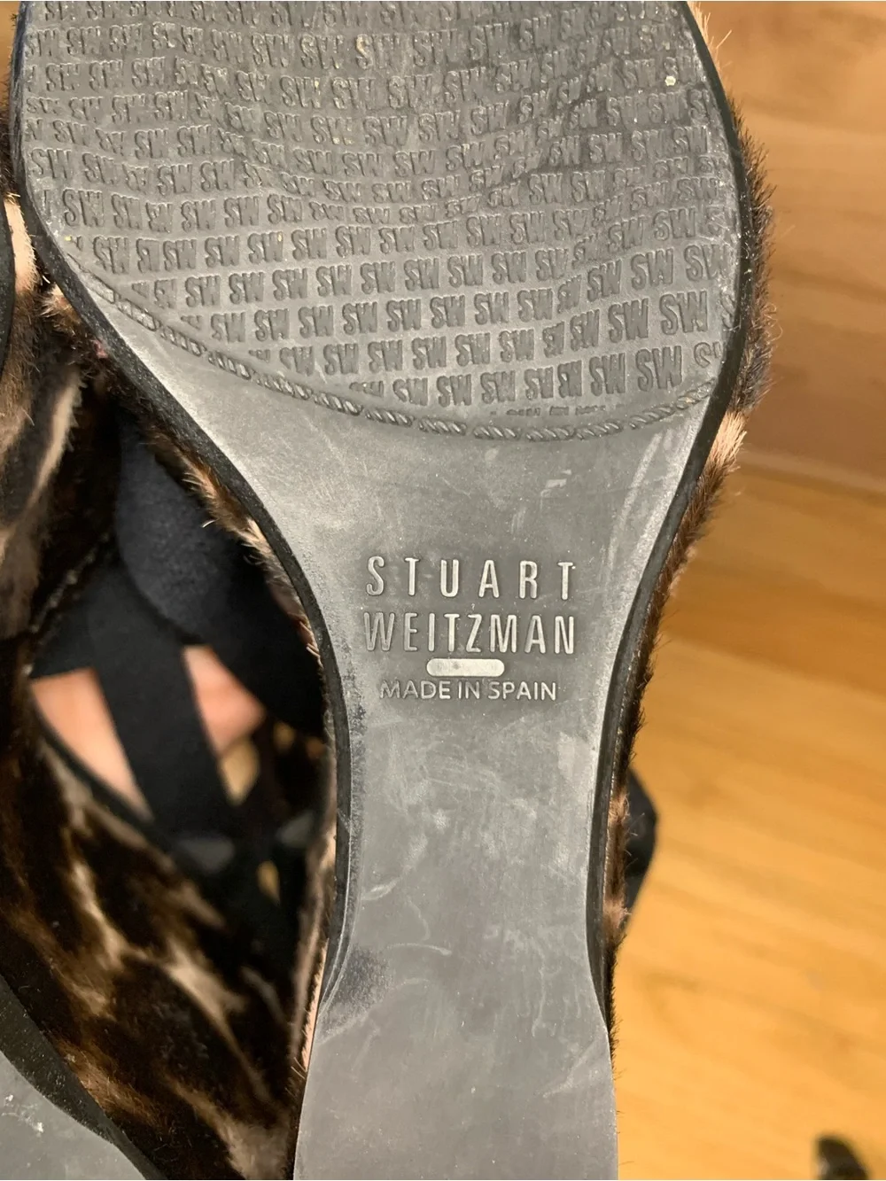 Stuart Weitzman  x Theodora & Callum Leopard Print Wedge Heels - Size 7.5 - Picture 6 of 8